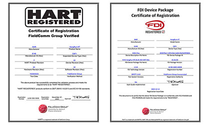 虹潤(rùn)溫度變送器通過(guò)國(guó)際HART認(rèn)證，并成為國(guó)內(nèi)首家取得FDI文件認(rèn)證的企業(yè)